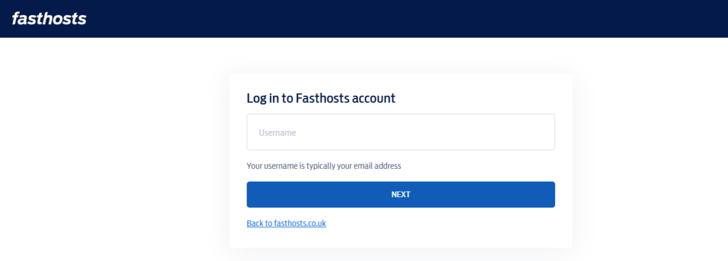 Fasthosts Login Form