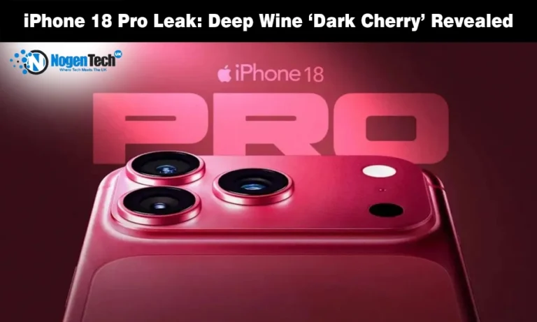 Apple’s iPhone 18 Pro Colors Leaked: Dark Cherry Headlines Four-Option Lineup iPhone 18 Pro in Dark Cherry deep wine color displayed on a tech leak news graphic.