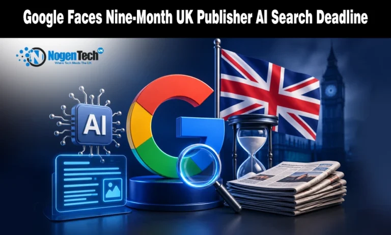 UK Watchdog Forces Google to Grant Publishers AI Search Opt-Out Powers Google faces nine-month UK publisher AI search deadline featured banner for NogenTech UK.