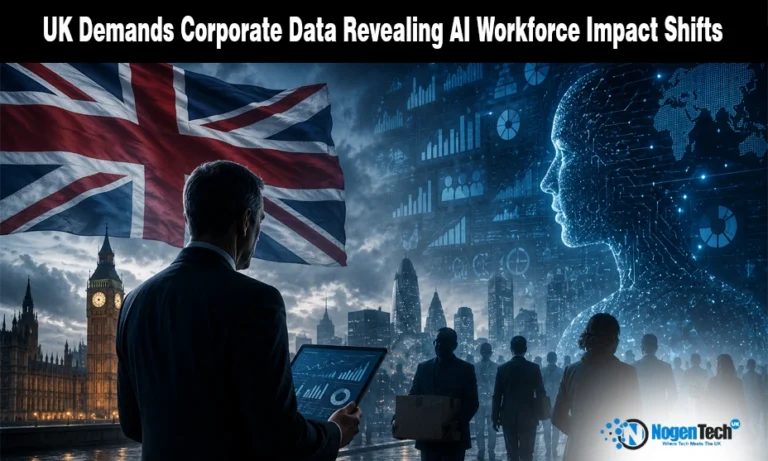 UK Whitehall Demands Corporate Data to Gauge AI Workforce Disruption UK demands corporate data revealing AI workforce impact shifts featured banner for NogenTech UK.